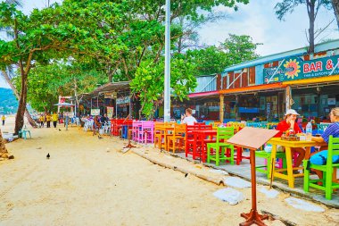 Line of cafes on the beach, Patong, Phuket, Thailand