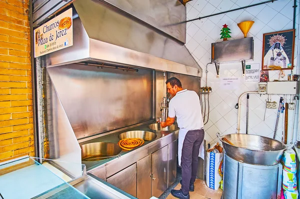 Cozinhar churros, Jerez, Espanha — Fotografia de Stock