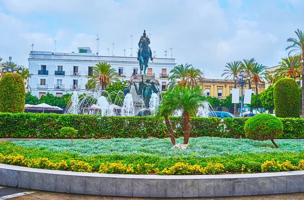 Plaza del Arenal parterres de fleurs, Jerez, Espagne — Photo