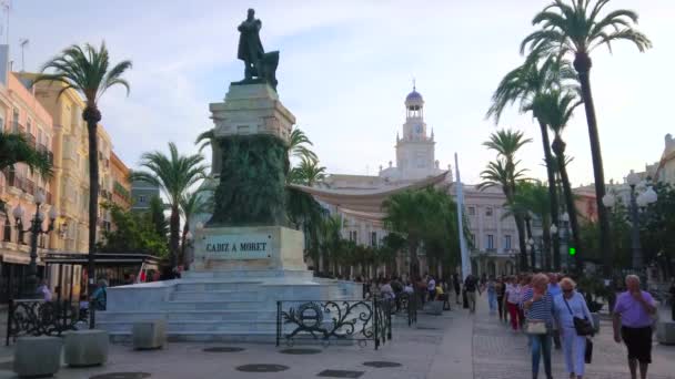 Cadiz Spain Вересня 2019 Яскрава Площа Сан Хуан Діос Історичними — стокове відео