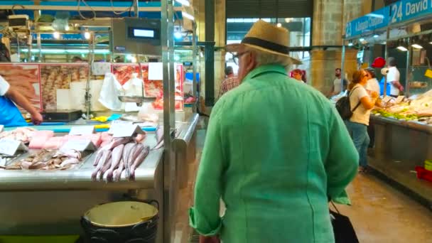 Jerez Espanha Setembro 2019 Seção Peixe Fresco Mercado Central Abastos — Vídeo de Stock