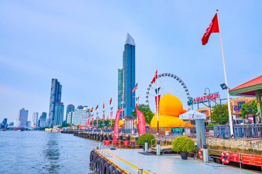 İskelenin manzarası, Bangkok, Tayland 'daki Asya parkı.