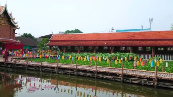 Chiang Mai Thailand Mai 2019 Panorama Des Wat Chetlin Jedlin — Stockvideo