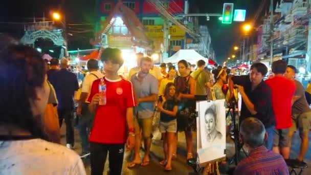 Chiang Mai Thailand Maio 2019 Movimentada Rua Wualai Ambulante Sábado — Vídeo de Stock