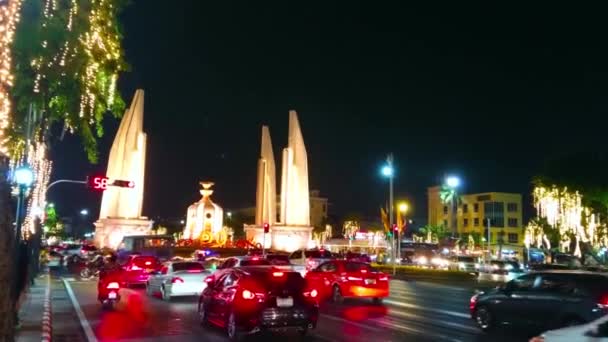 Bangkok Tajlandia Maja 2019 Maja Bangkoku Światłach Ulicznych Ratchadamnoen Avenue — Wideo stockowe