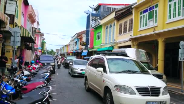 Phuket Thailandia Aprile 2019 Traffico Pesante Attraverso Thalang Road Del — Video Stock