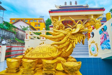 Sam Sae Chu Hut 'taki kaplumbağa ejderha Çin Tapınağı, Phuket City