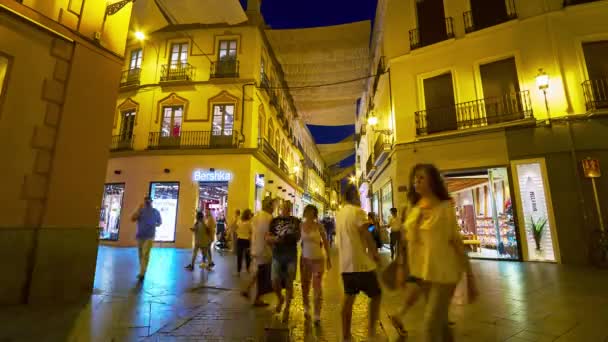 Seville Spagna Ottobre 2019 Passeggiata Serale Attraverso Trafficata Calle Velazquez — Video Stock