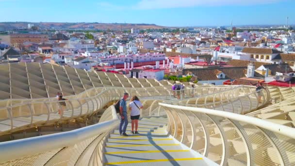 Sevilla Spanien Oktober 2019 Övre Terrassen Metropol Parasol Trevligt Ställe — Stockvideo