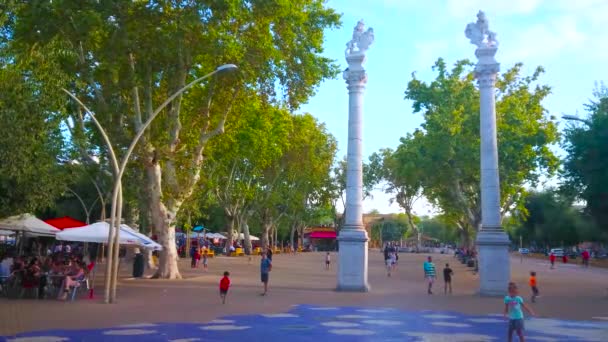 Seville Spagna Ottobre 2019 Colonne Del Leone Alameda Hercules Piazza — Video Stock