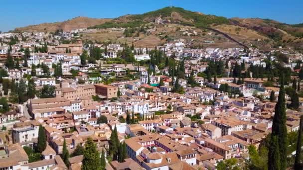 Tetti Del Centro Storico Granada Con Quartieri Albaicin Albayzin Sacromonte — Video Stock