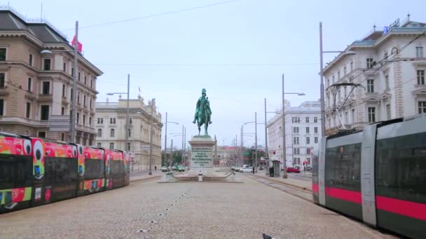 Вена Австрия Марта 2019 Года Классический Архитектурный Ансамбль Площади Шварценберга — стоковое видео