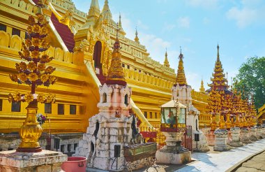 Shwezigon Pagoda, Bagan, Myanmar çevresindeki küçük tapınaklar