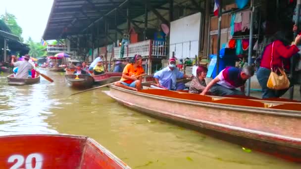 Damnoen Saduak Thailand Maio 2019 Vida Vibrante Mercado Flutuante Ton — Vídeo de Stock