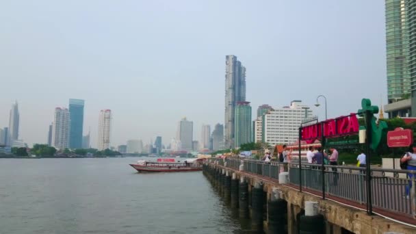 Bangkok Thailand Mei 2019 Het Uitzicht Vanaf Pier Van Asiatique — Stockvideo