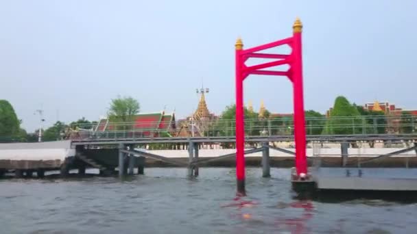 Bangkok Thailand Maj 2019 Chao Phraya Flod Båttur Längs Den — Stockvideo