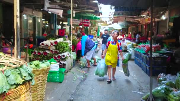 Μπανγκόκ Ταϊλάνδη Απριλίου 2019 Σκιερό Σοκάκι Της Αγροτικής Αγοράς Wang — Αρχείο Βίντεο