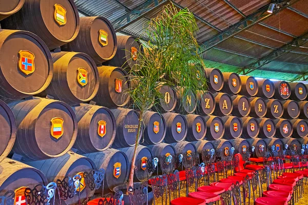 Historic tasting room of  Tio Pepe winery, Jerez, Spain — Stock Photo, Image