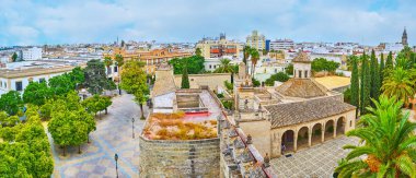 Alcazar kalesinin hava manzarası, Jerez, İspanya