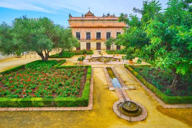 Alcazar 'ın Tarihi El Endülüs Bahçesi, Jerez, İspanya