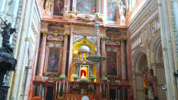 Cordoba Spanien September 2019 Historiska Mezquita Katedralen Villaviciosa Kapellpanorama Med — Stockvideo