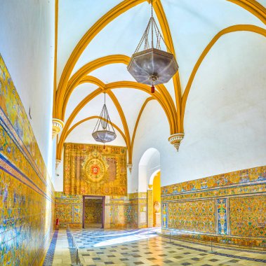 Alca 'daki Kral Pedro Sarayı' nda Sala de las Bovedas Panoraması