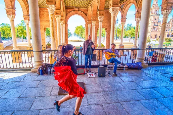 The Spanish expressive flamenco dance, Seville — Stock Photo, Image