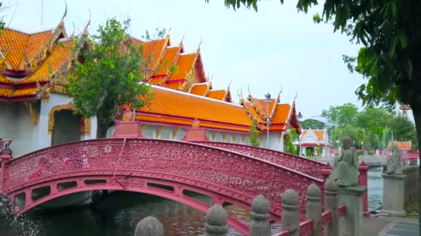 Bangkok Tayland Mayıs 2019 Bangkok Wat Benchamabophit Dusitvanaram Mermer Tapınağı — Stok video