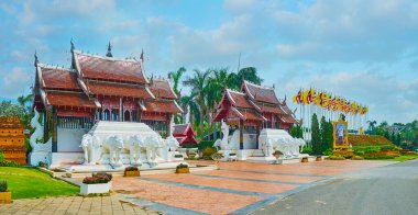 The entrance gate of Rajapruek Royal Park, Chiang Mai, Thailand clipart