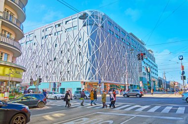 Eski Viyana 'daki modern bina.