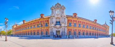 Panorama of Palace of San Telmo in Seville, Spain clipart