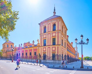 The magnificent historical edifice in Seville, Spain clipart