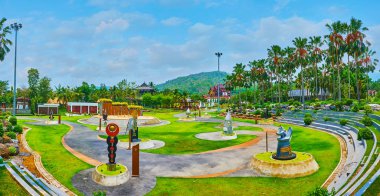 The ornamental lawn in Grand Amphitheater, Rajapruek park, Chian