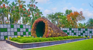 Installation in Belgium garden of Rajapruek park, Chiang Mai, Th