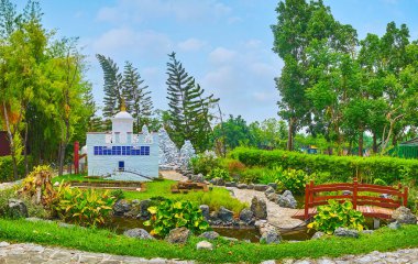 Nepal garden with a pond, Rajapruek park, Chiang Mai, Thailand