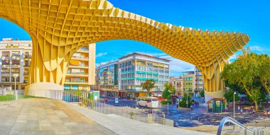 The view from the balustrade of Metropol Parasol in Seville, Spa