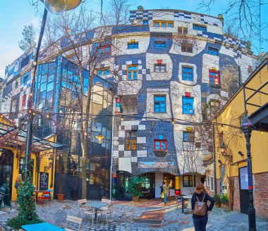 Panorama of Hundertwasser museum, Vienna, Austria