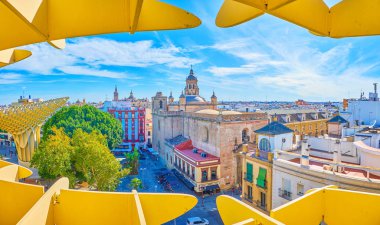 The view through the Metropol Parasol construction, Seville, Spa