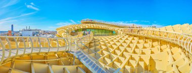 The walking foorbridge on the top of Metropol Parasol in Seville