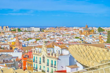 The viewpoints of Metropol Parasol are the perfect places to overview historical residential neighborhoods of Seville from the birds eye latitude, Spain