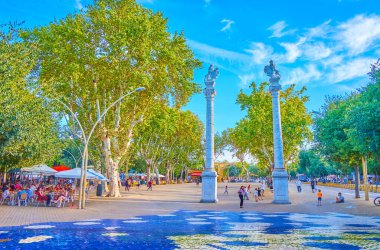 The large La Alameda square in Seville, Spain