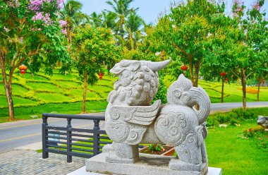 Çin taşı Pixiu, Rajapruek Parkı, Chiang Mai, Tayland