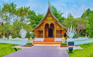 Rajapruek Park 'taki Laos bahçesi ve tapınağı, Chiang Mai, Tayland