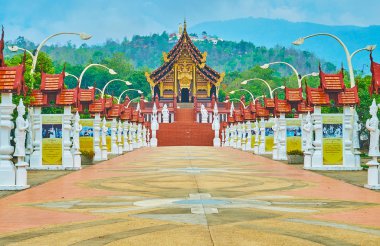 The facade of Royal pavilion, Rajapruek park, Chiang Mai, Thaila clipart