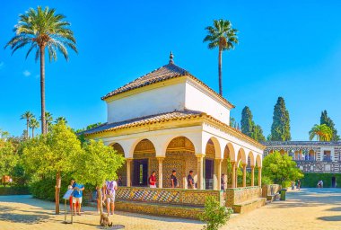 The Charles V pavilion in Alcazar Gardens in Seville, Spain clipart