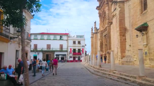 Puerto Ισπανία Σεπτεμβρίου 2019 Μεσαιωνικό Γοτθικό Τείχος Της Ιεράς Εκκλησίας — Αρχείο Βίντεο