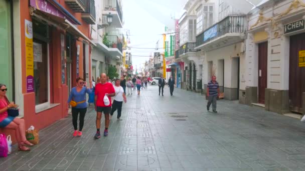 2019年9月21日 9月21日 西班牙El Puerto Puerto Spain 在El Puerto Puerto 繁忙的Calle — 图库视频影像