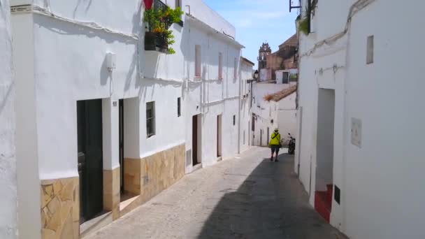 Arcos España Septiembre 2019 Calle Altozano Piedra Blanca Está Llena — Vídeo de stock