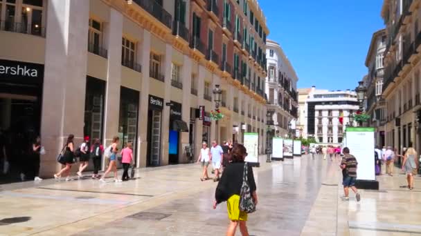 Μάλαγα Ισπανία Σεπτεμβρίου 2019 Μεσημεριανός Περίπατος Στην Ηλιόλουστη Calle Larios — Αρχείο Βίντεο