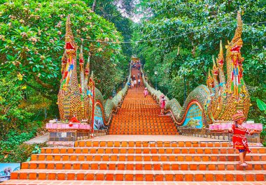 Wat Phra 'nın Naga Yılanları Doi Suthep Tapınağı, Chiang Mai, Th.
